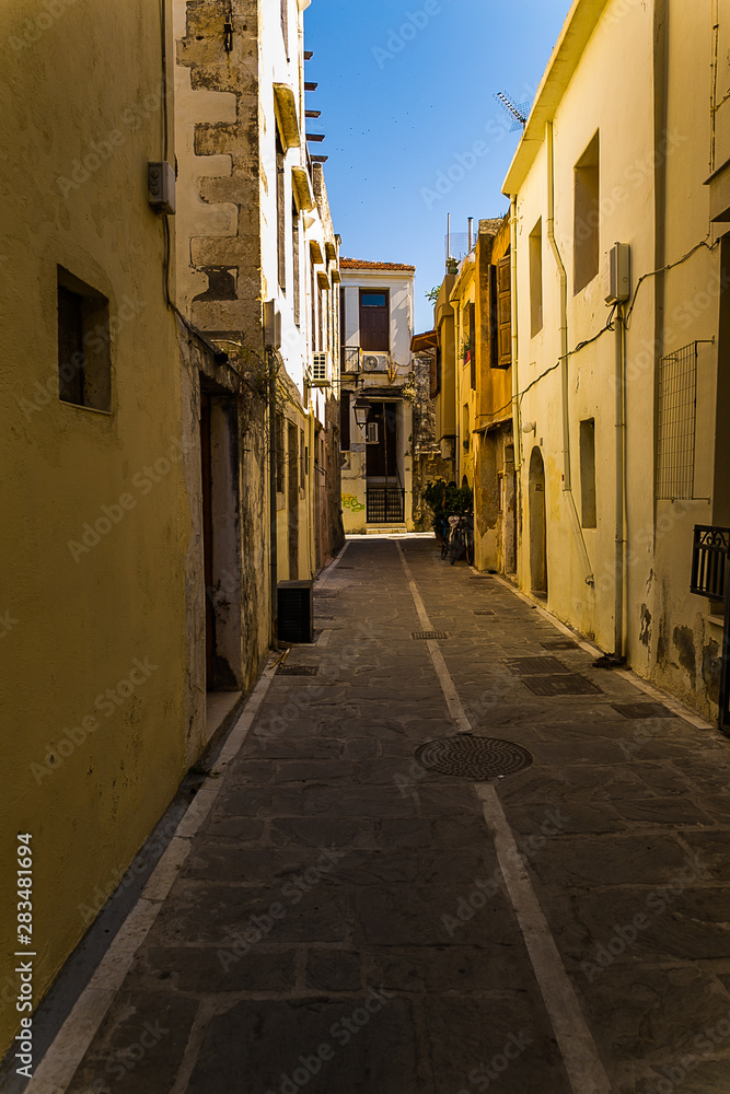 View of narrow street Crete Greece