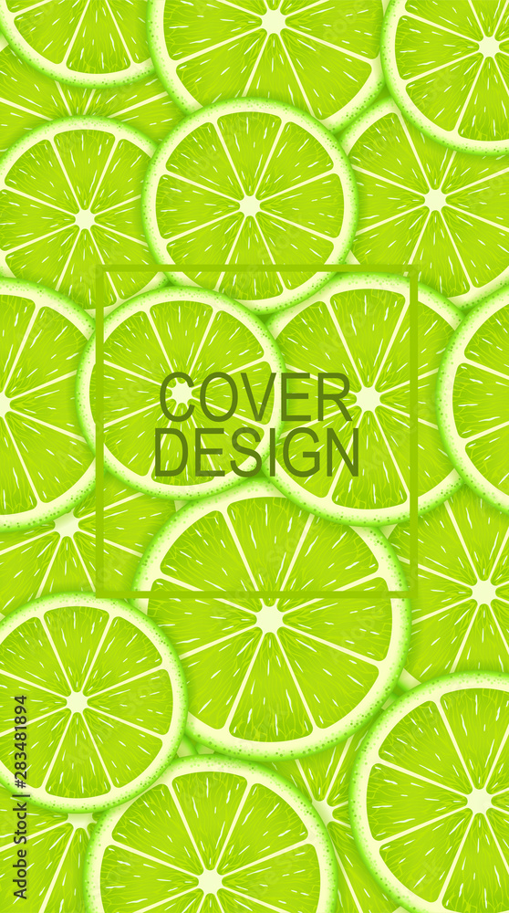 Covers design. Lime slice background. Vector illustration Covers design. Lime slice background. Vector illustration