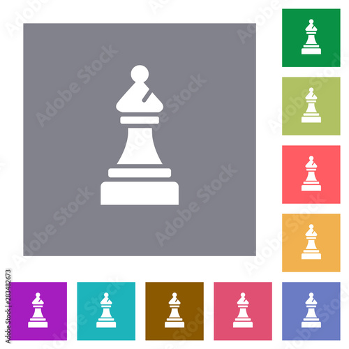 Black chess bishop square flat icons