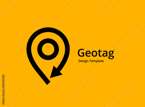 Geotag with arrow or location pin logo icon design
