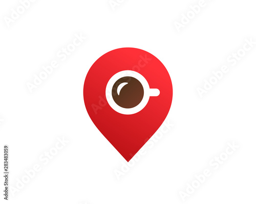 Free Download Geotag with coffee or location pin logo icon design - GFXLoad