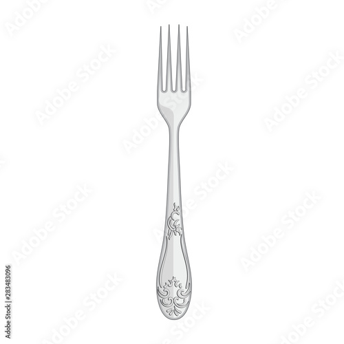 Cutlery fork elements of a pattern. The icon design is the emblem of the object element. Vector illumination.