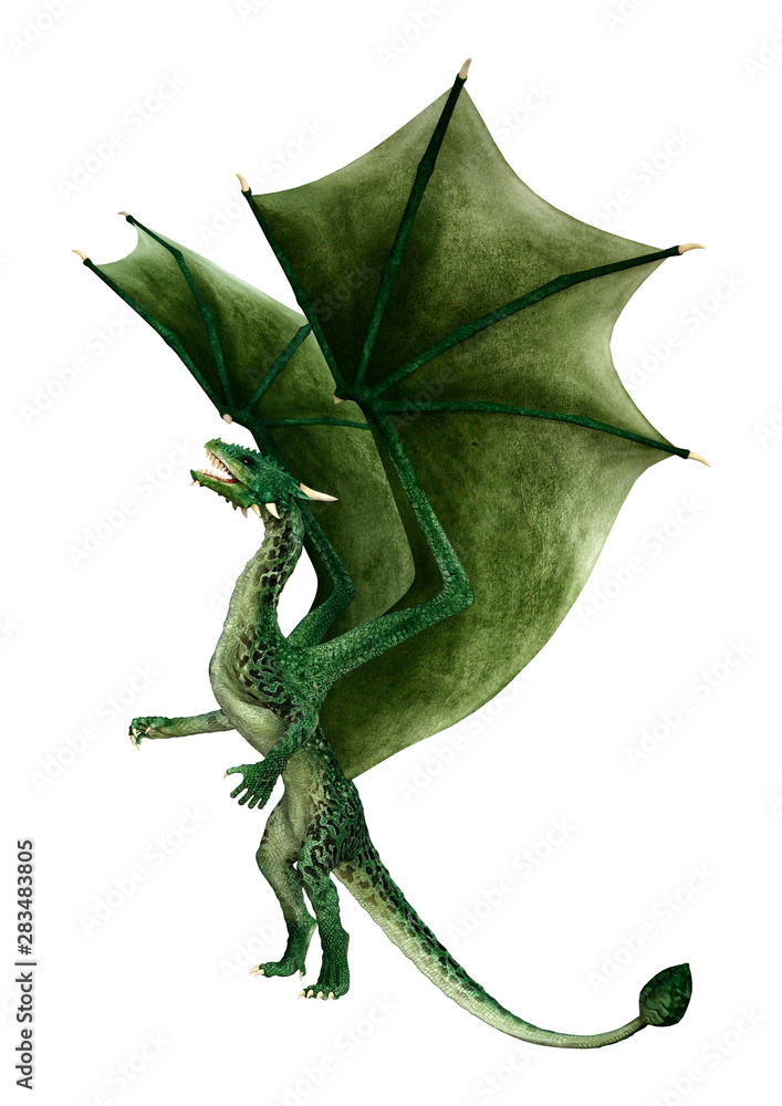 Fototapeta premium 3D Rendering Fairy Tale Dragon on White