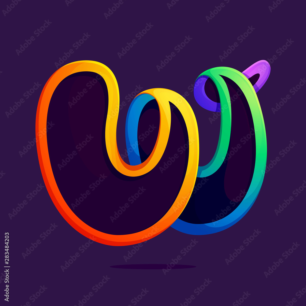 W letter one line rainbow colors logo. W letter one line rainbow colors logo.