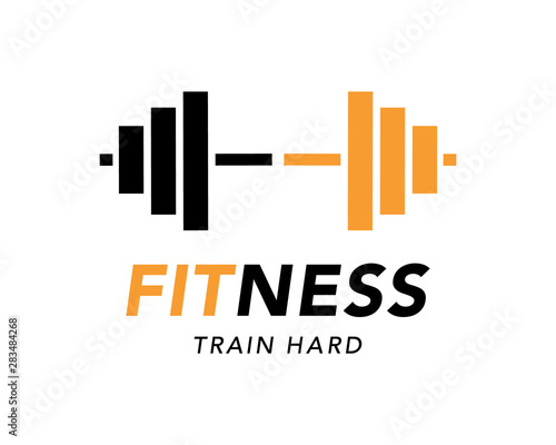 Fitness gym logo sign, bodybuilding club emblem template
