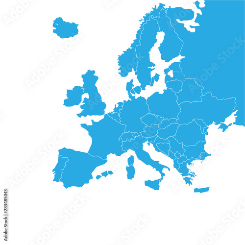 Detailed vector map of the Europe - Vector