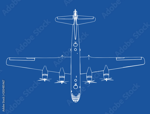 vector drawing of a military aircraft on a blue background