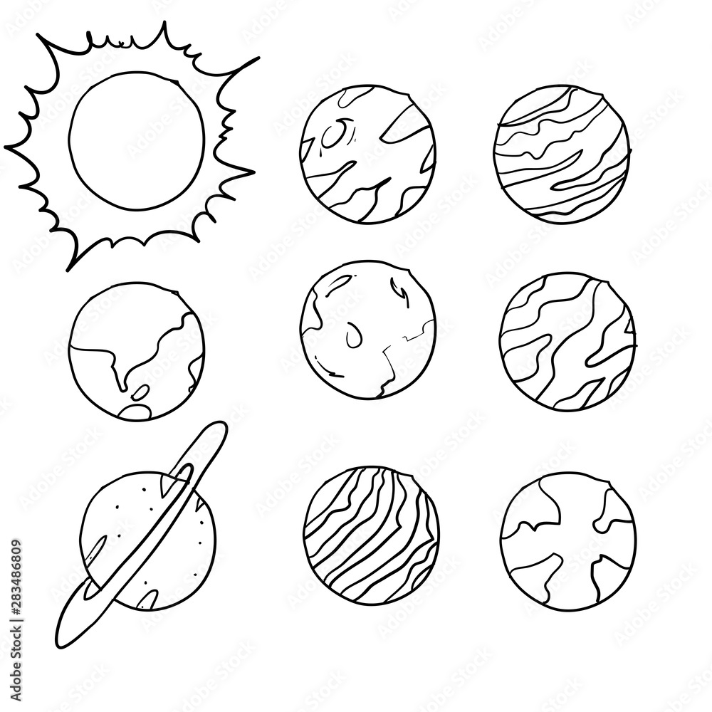 doodle solar system illustration vector doodle solar system illustration vector