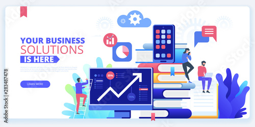 Stock market trading landing page vector template