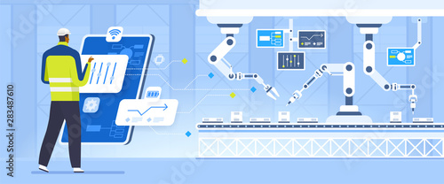 Production control flat vector illustration