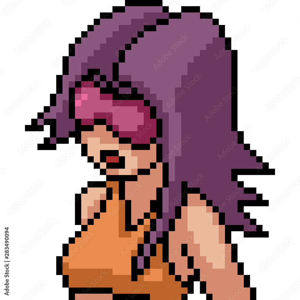 vector pixel art anime girl