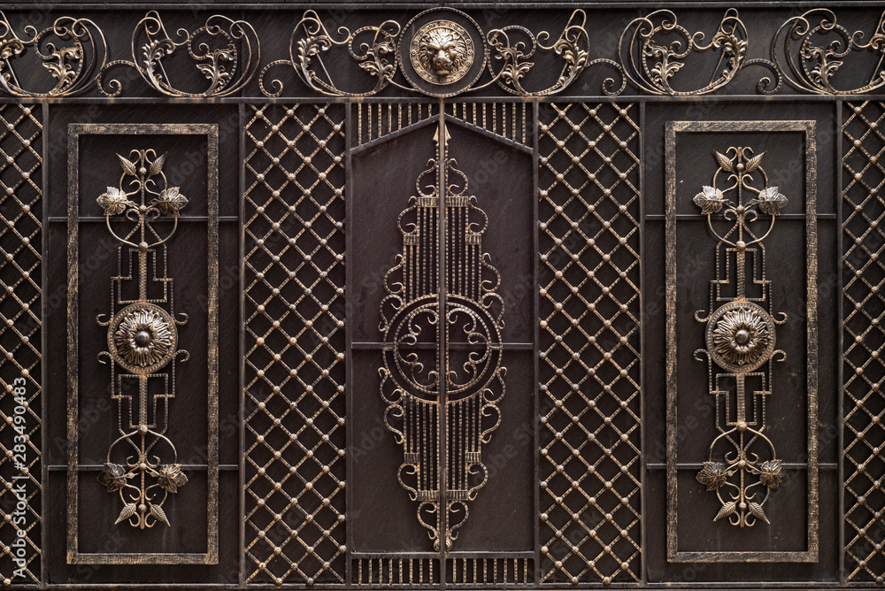 Beautiful Forged Metal Gates. Close up Beautiful Forged Metal Gates. Close up