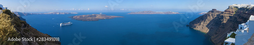 Amazing top view of the Santorini island on the Cyclades islands in Greece