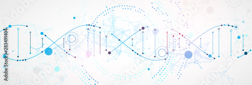 Science template, wallpaper or banner with a DNA molecules. Vector illustration