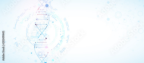 Science template, wallpaper or banner with a DNA molecules. Vector illustration