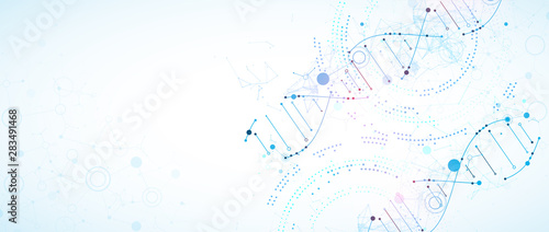 Science template, wallpaper or banner with a DNA molecules. Vector illustration