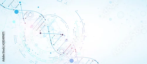 Obraz Szablon nauki, tapeta lub baner z cząsteczkami DNA. Ilustracji wektorowych