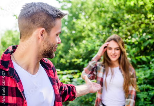 Tableau sur toile Couple outdoors nature defocused