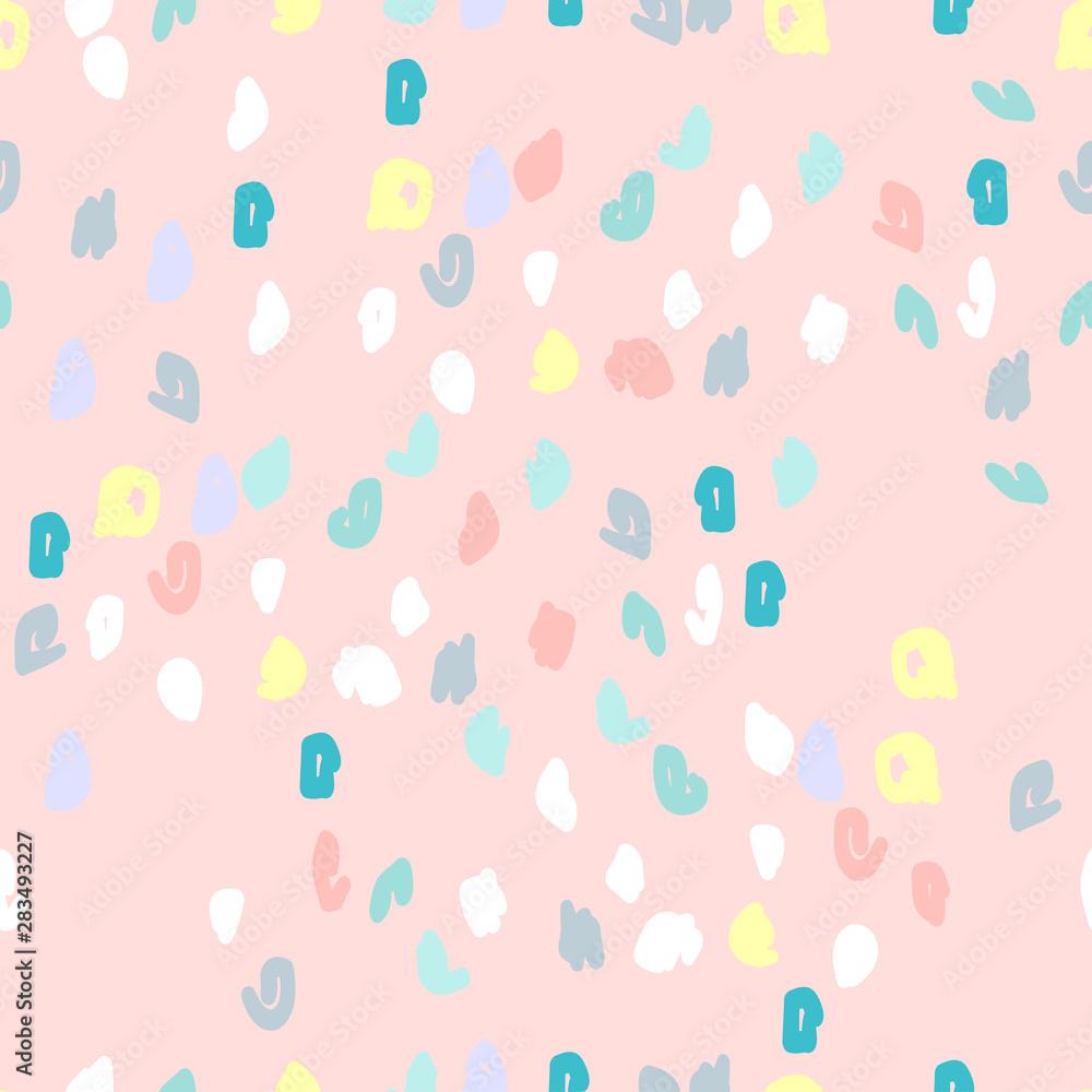 hand drawn seamless pattern doodle childish freehand colorful confetti 