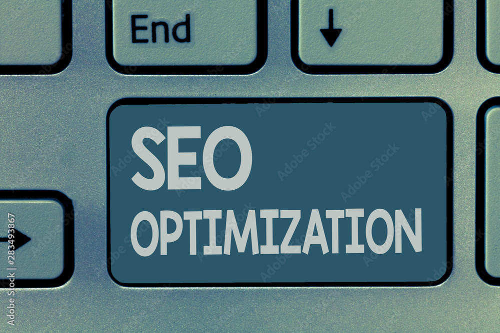 Fototapeta premium Word writing text Seo Optimization. Business concept for process of affecting online visibility of website or page.