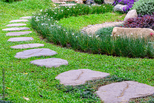 Stone stepping pathway in a Japanese style garden