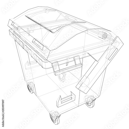 Outline Dumpster or dustbin vector