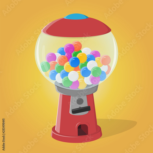 funny cartoon illustration of a gumball machine