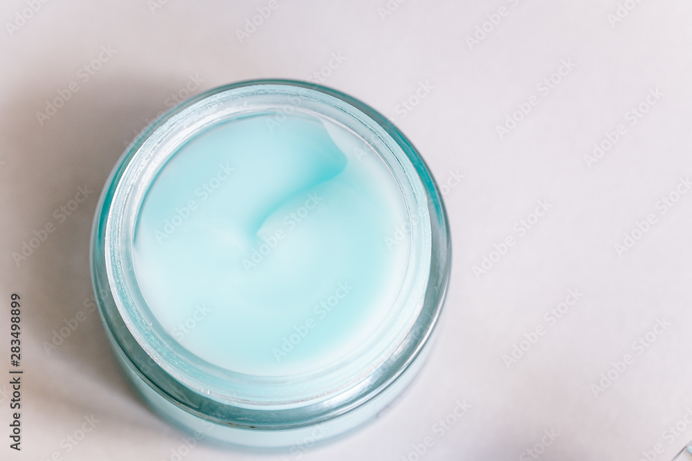 Jars with skin care cosmetic products Jars with skin care cosmetic products