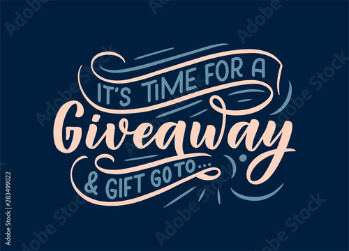 Vintage card with giveaway lettering. Calligraphy text. Decoration template. Vector illustration for holiday design.
