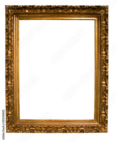 retro golden rectangular frame for photography on isolated background