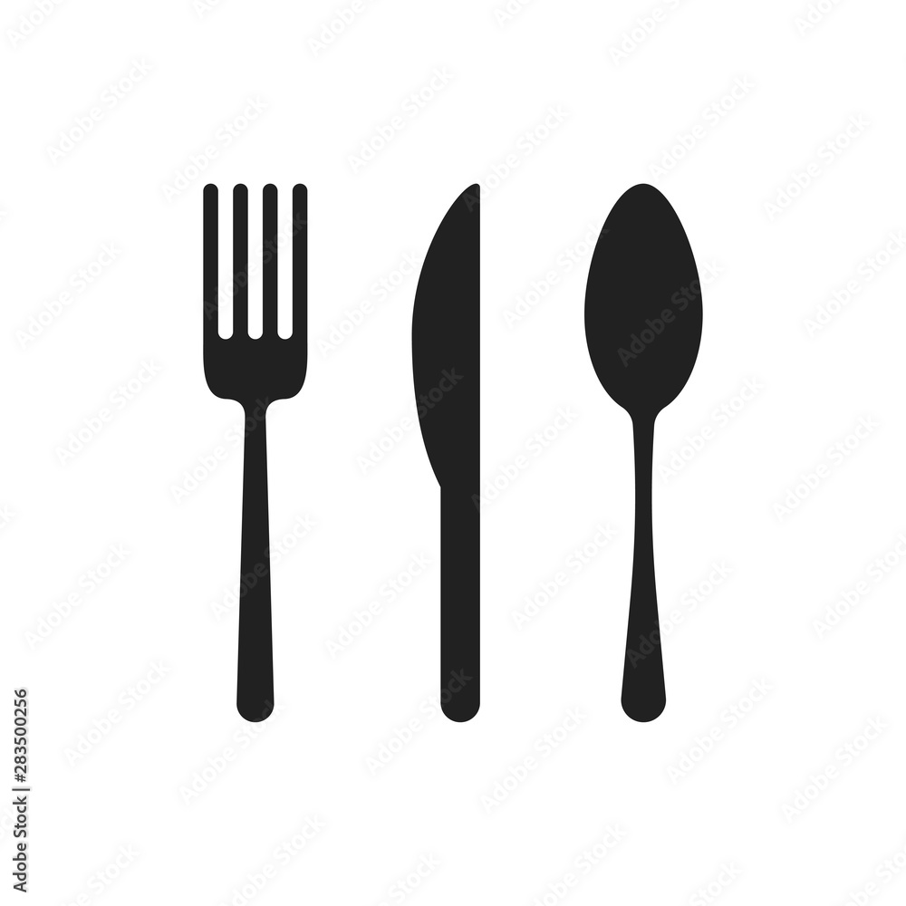 Knife fork and spoon vector icon isolated on white background. Vector service icon. Meal or dinner symbol. Knife fork and spoon vector icon isolated on white background. Vector service icon. Meal or dinner symbol.