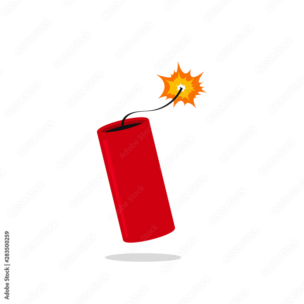 Fotografija dynamite firecracker on white background in flat
