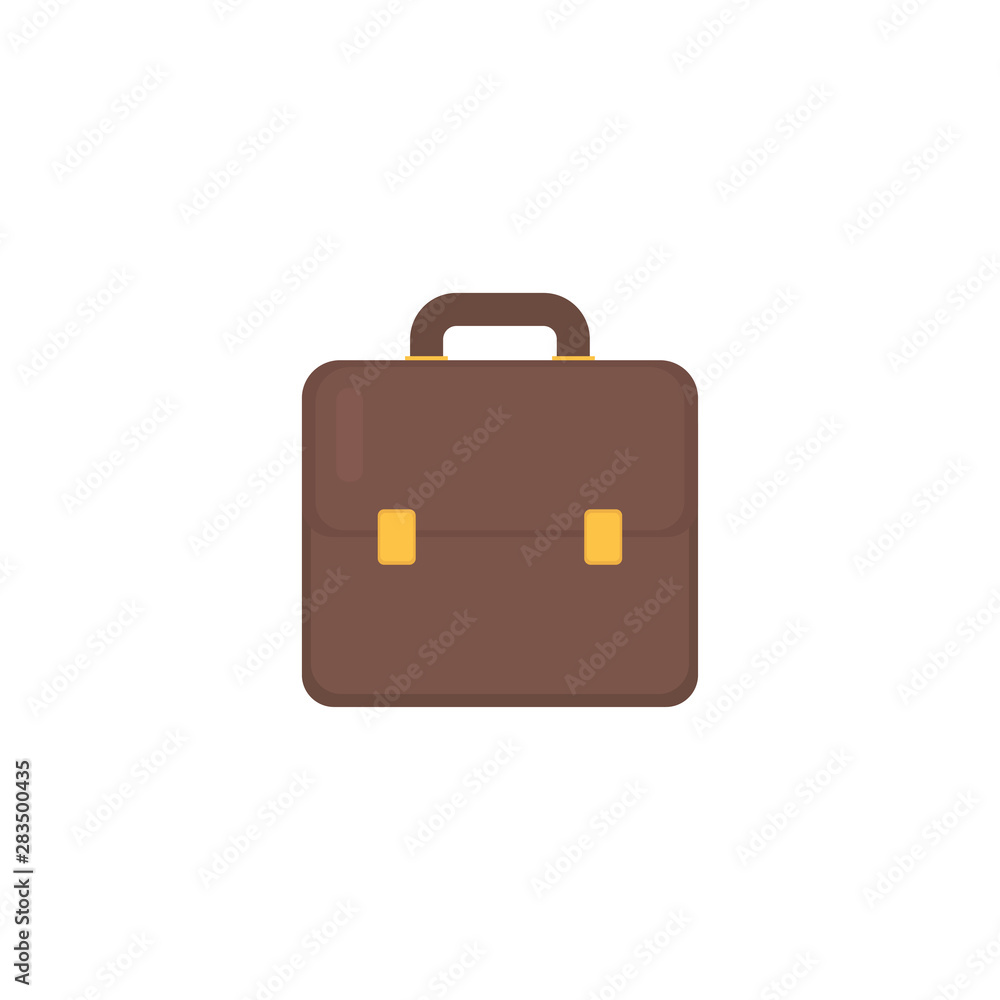 leather briefcase on white background in flat leather briefcase on white background in flat