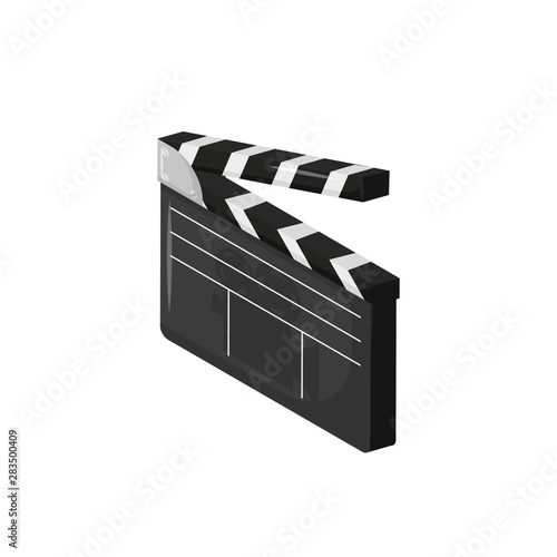 cinema movie clapperboard isometry in flat style