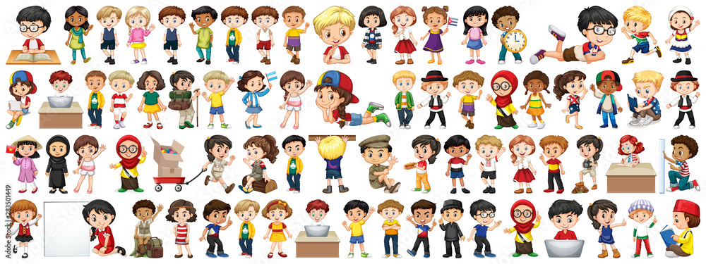 Children with different nationalities on white background Children with different nationalities on white background