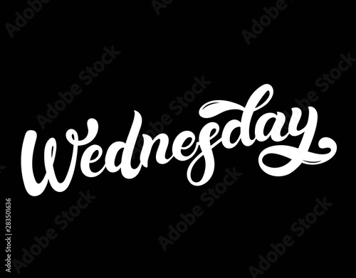 Wednesday. Day of the week. Hand drawn lettering. Vector illustration. Best for calendar design