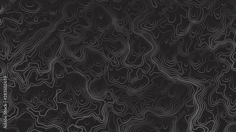 Topographic Contour Map Psychedelic Dark Abstract Background. Ultra High  Quality Line Art Wallpaper Stock Illustration | Adobe Stock