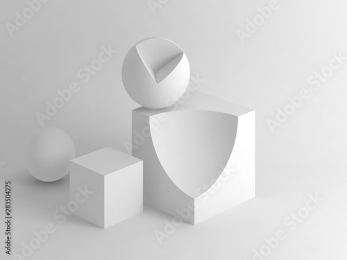 Obraz na płótnie Abstract white 3d still life installation