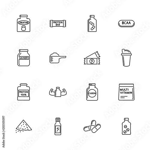 Sport Supplements - Flat Vector Icons