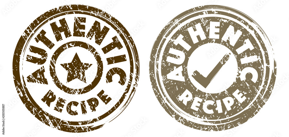 Authentic Recipe stamps in dark brown and light brown colors. Grunge texture. Vector illustration. Authentic Recipe stamps in dark brown and light brown colors. Grunge texture. Vector illustration.