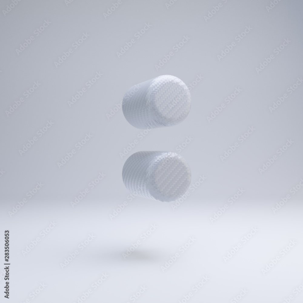 Fototapeta premium Carbon fiber 3d colon symbol. White carbon font isolated on white background.