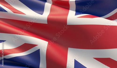 High resolution close-up flag of UK. 3D illustration.