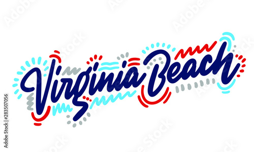 Virginia Beach handwritten city name.Modern Calligraphy Hand Lettering for Printing,background ,logo, for posters, invitations, cards, etc. Typography vector.