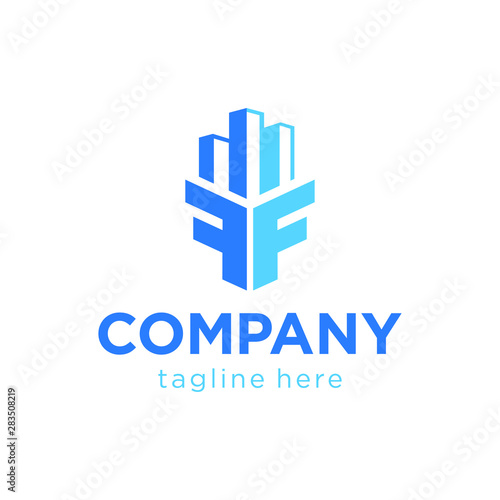 double F and building logo concept ready to use
