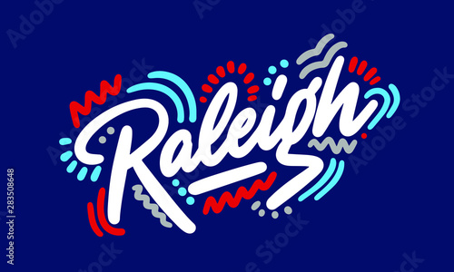 Raleigh handwritten city name.Modern Calligraphy Hand Lettering for Printing,background ,logo, for posters, invitations, cards, etc. Typography vector.