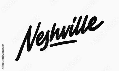 Neshville hand written city name.Modern Calligraphy Hand Lettering for Printing,background ,logo, for posters, invitations, cards, etc. Typography vector. photo