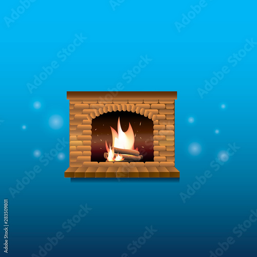 Christmas fireplace, burning firewood, fire, homeliness
