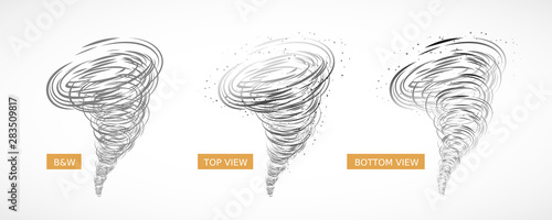 Tornado swirl. Set of vector illustrations on white background