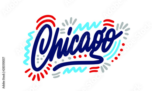 Chicago handwritten city name.Modern Calligraphy Hand Lettering for Printing,background ,logo, for posters, invitations, cards, etc. Typography vector.