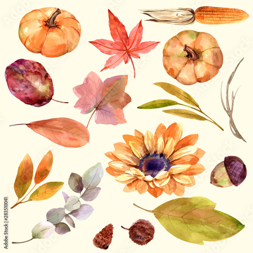Background banner autumn watercolor